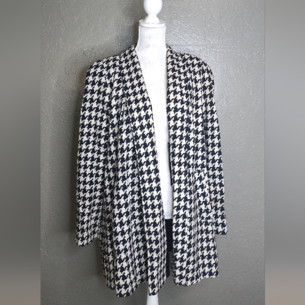 Vintage Houndstooth Swing Trapeze Jacket Coat Michelle Stuart